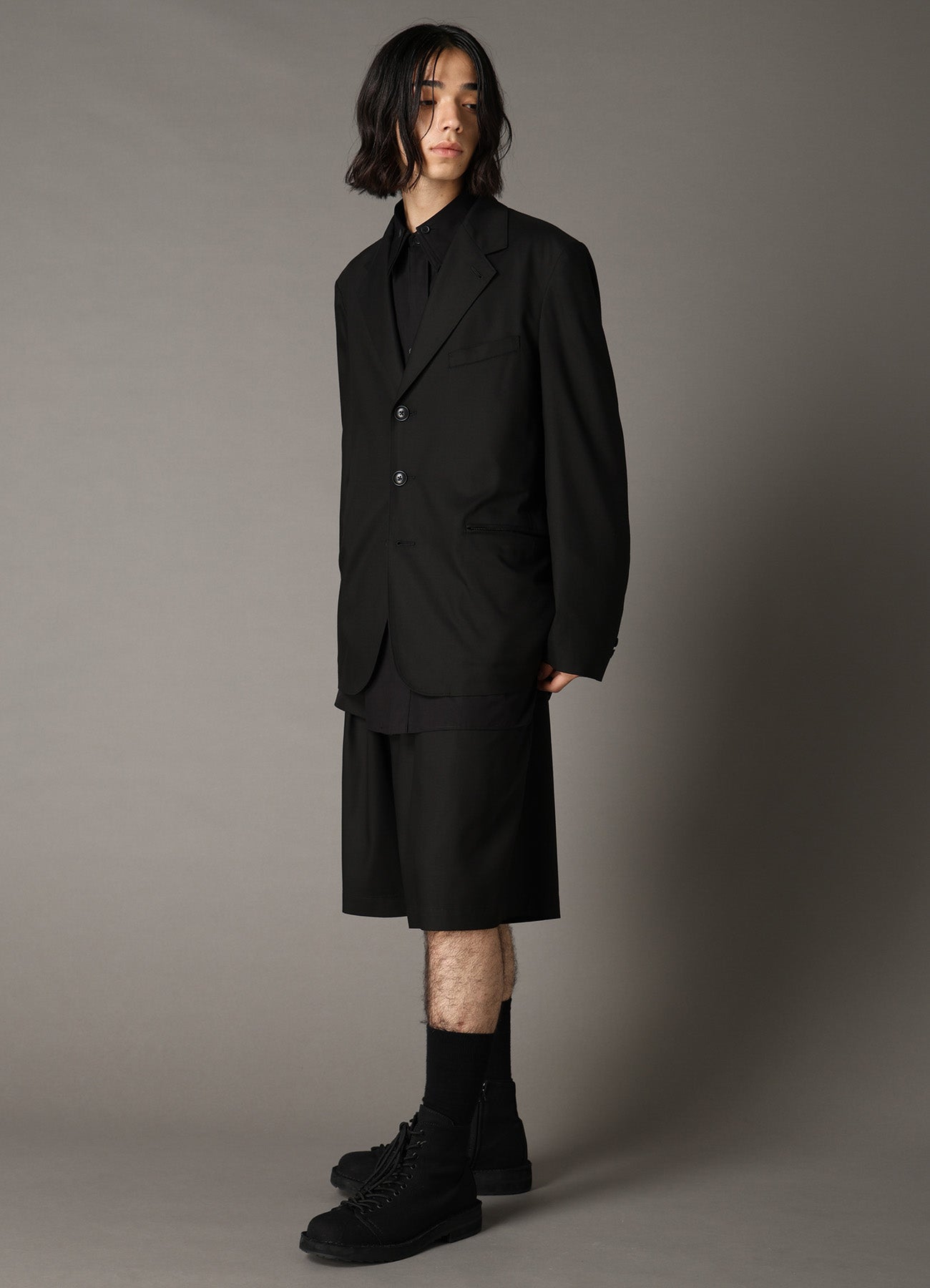 TR TWILL 3-BUTTON ZIP POCKET TAILORED JACKET