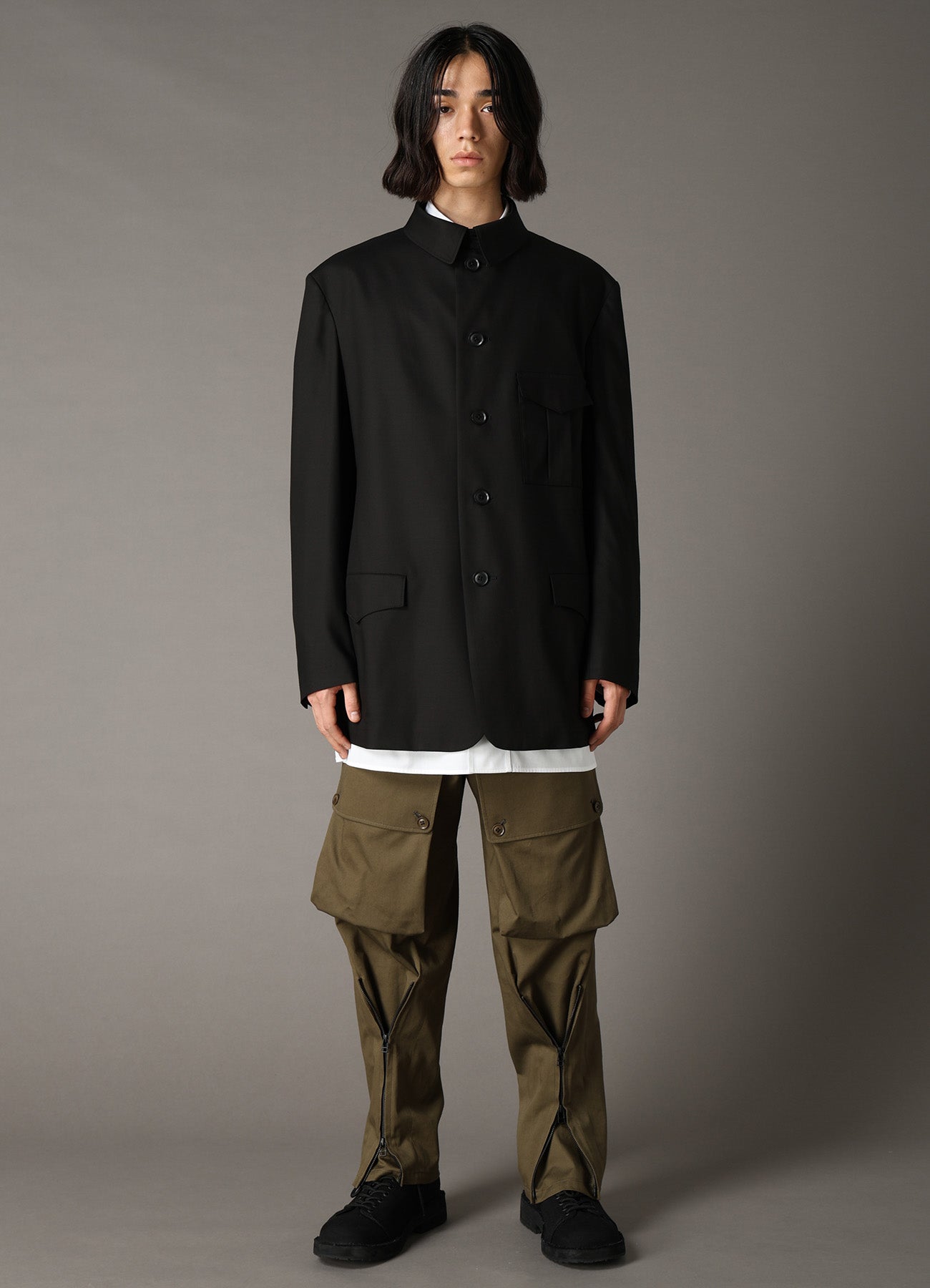 TR TWILL STAND COLLAR GUSSET POCKET JACKET – THE SHOP YOHJI YAMAMOTO