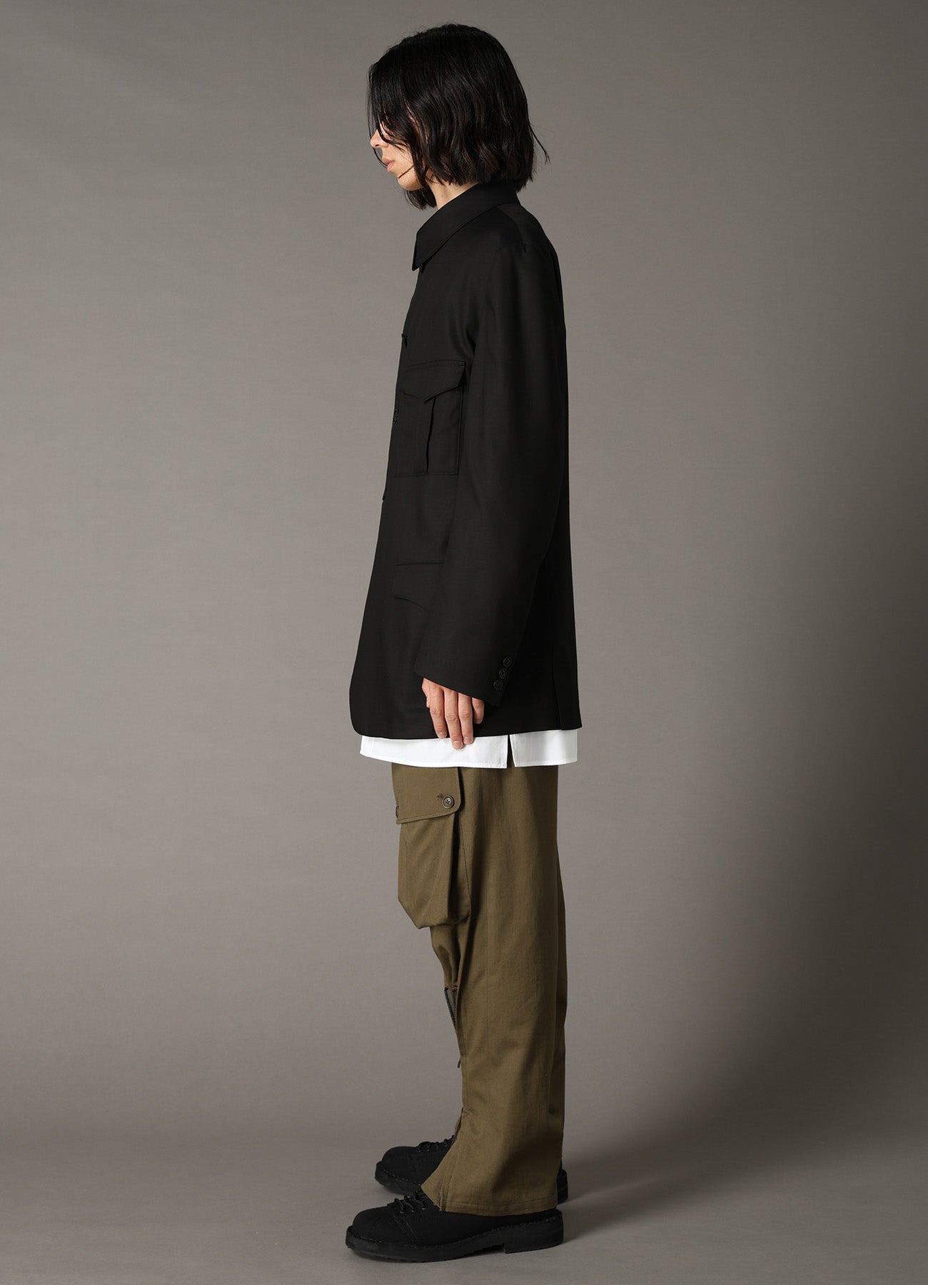 TR TWILL STAND COLLAR GUSSET POCKET JACKET