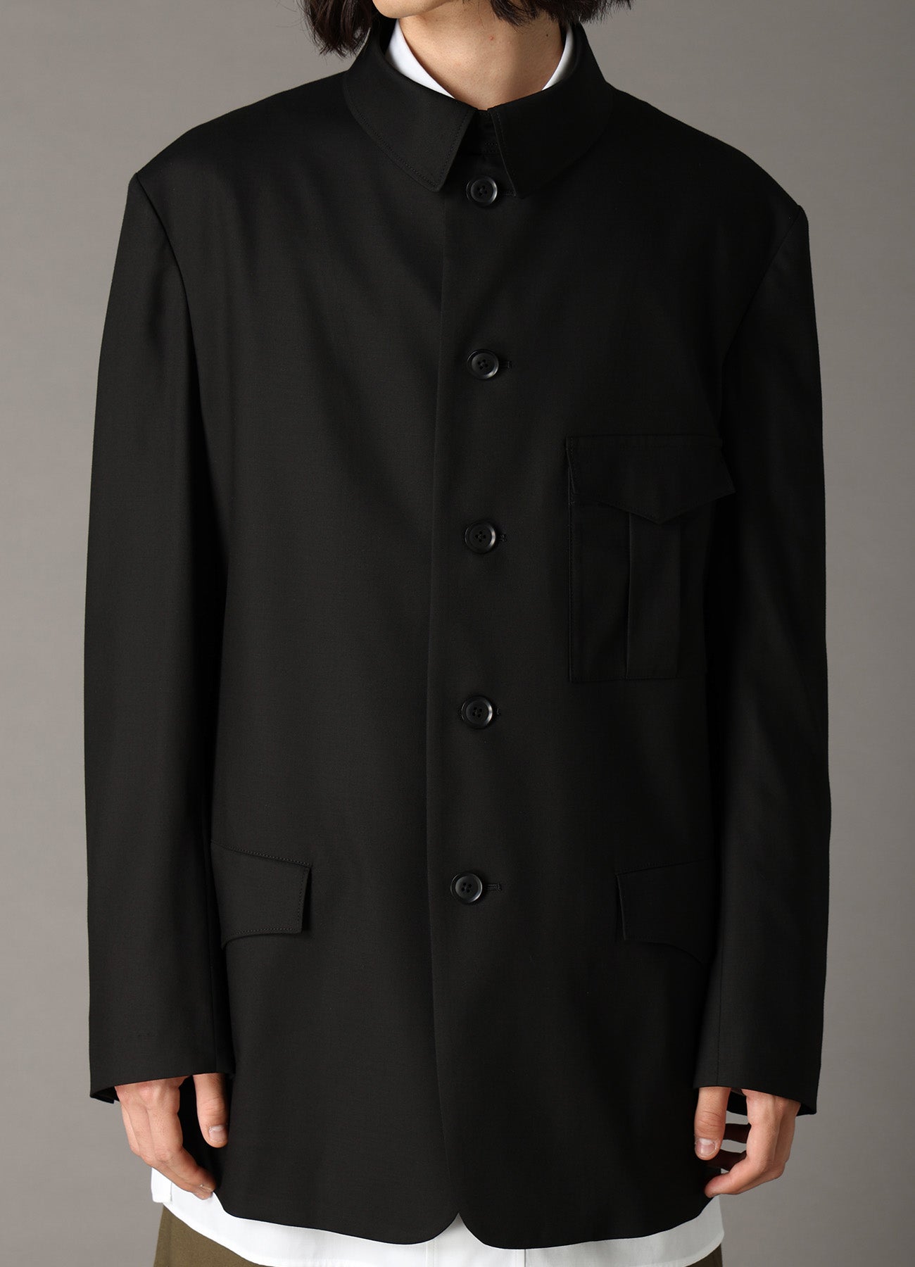 TR TWILL STAND COLLAR GUSSET POCKET JACKET – THE SHOP YOHJI YAMAMOTO