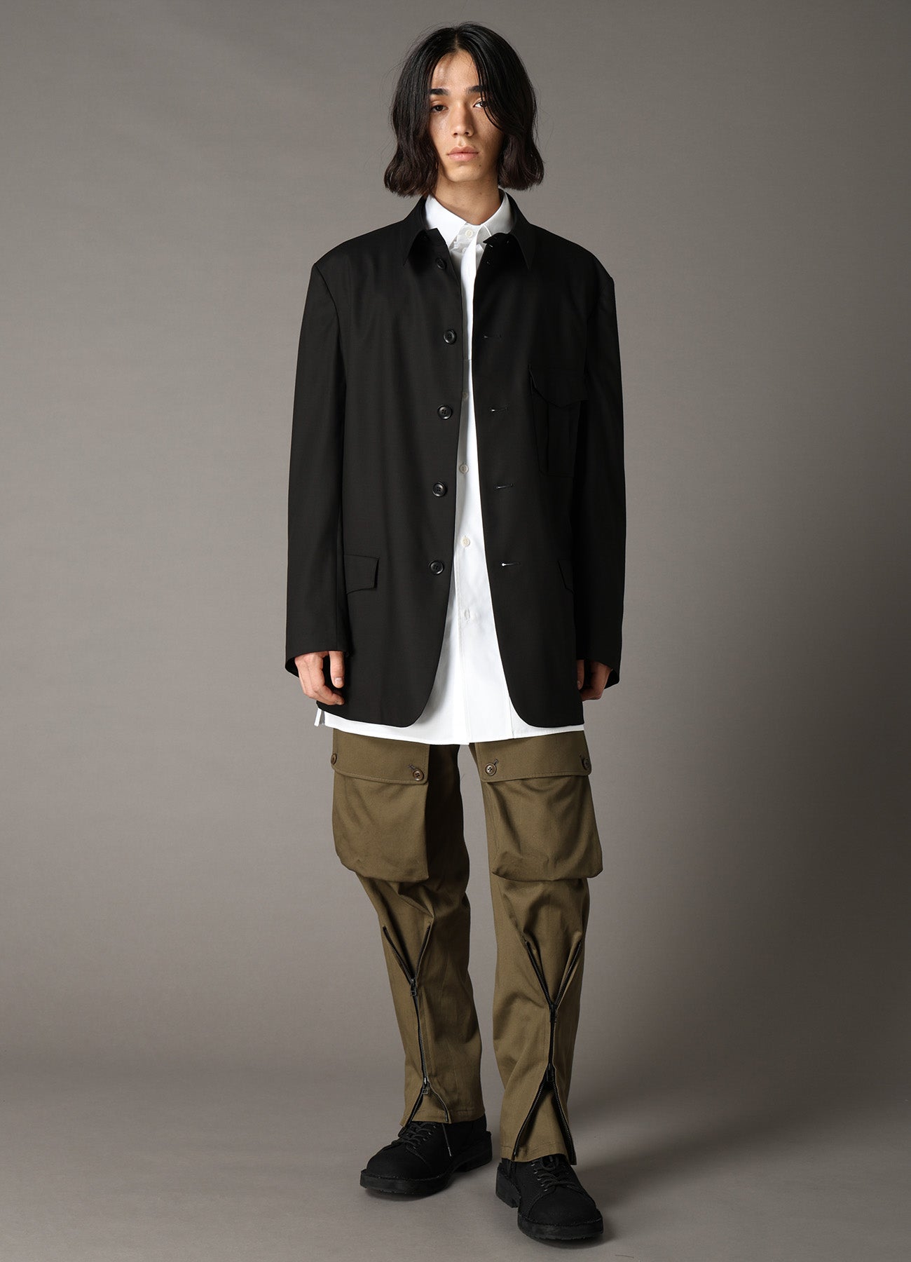 TR TWILL STAND COLLAR GUSSET POCKET JACKET