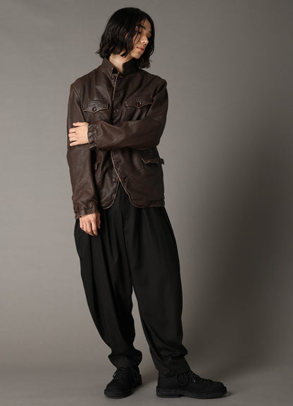 SHEEP LEATHER STAND COLLAR JACKET