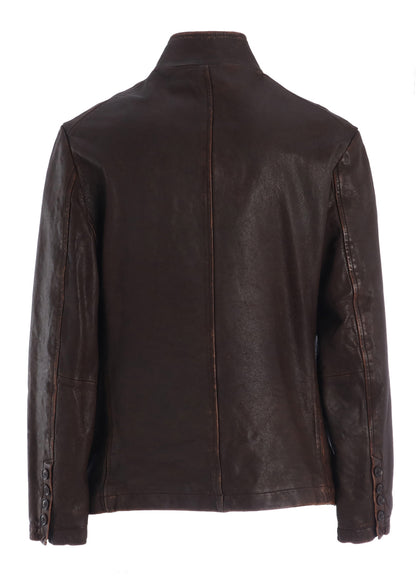 SHEEP LEATHER STAND COLLAR JACKET