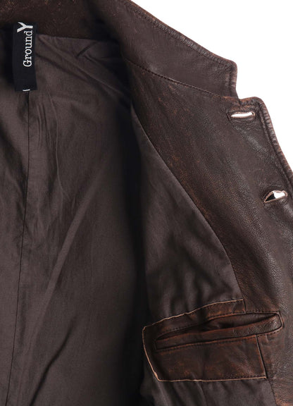 SHEEP LEATHER STAND COLLAR JACKET