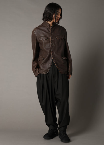 SHEEP LEATHER STAND COLLAR JACKET