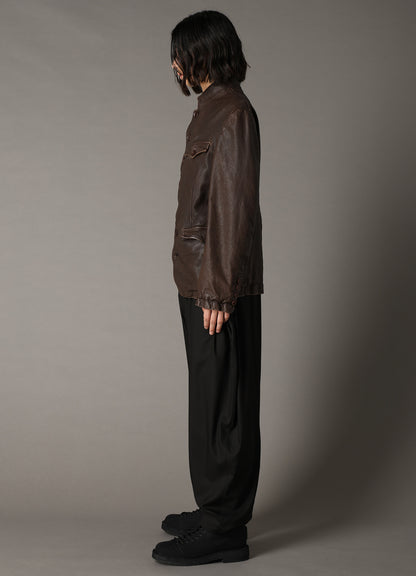 SHEEP LEATHER STAND COLLAR JACKET