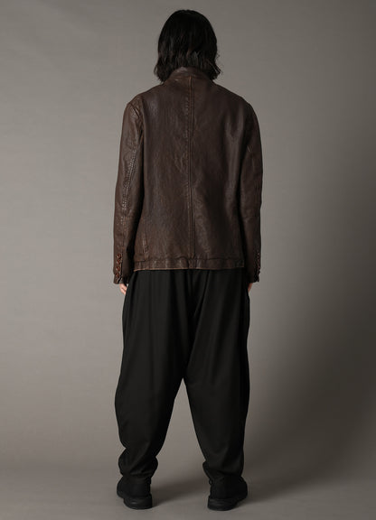 SHEEP LEATHER STAND COLLAR JACKET