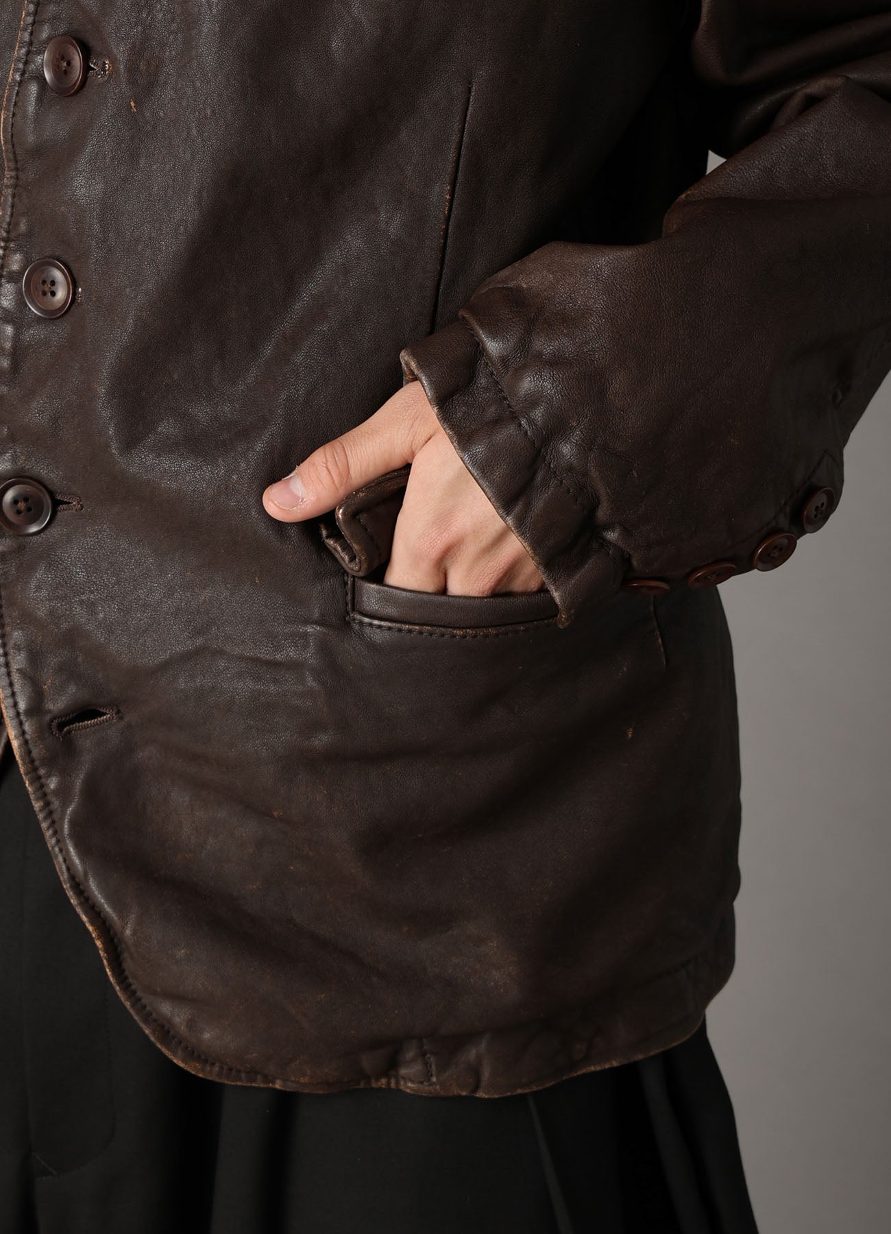 SHEEP LEATHER STAND COLLAR JACKET