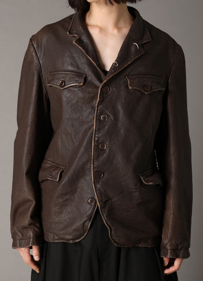 SHEEP LEATHER STAND COLLAR JACKET