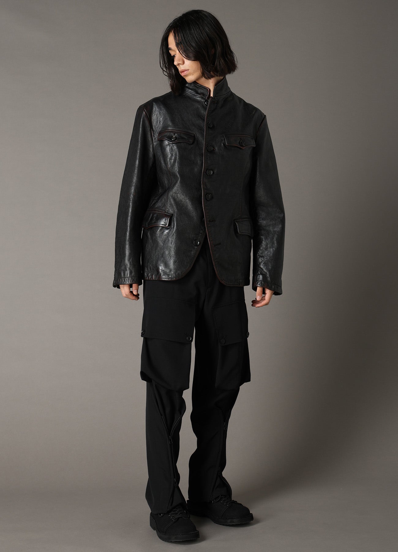 HORSE LEATHER STAND COLLAR JACKET