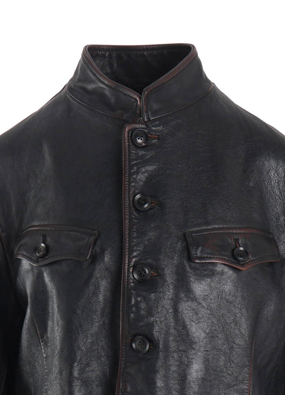HORSE LEATHER STAND COLLAR JACKET