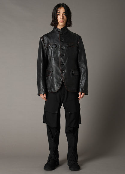 HORSE LEATHER STAND COLLAR JACKET