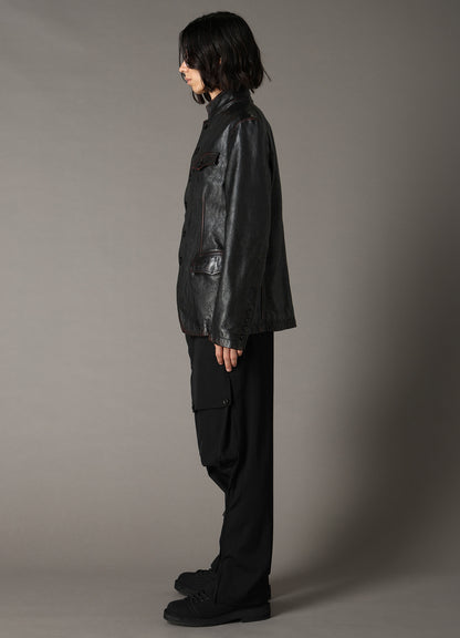 HORSE LEATHER STAND COLLAR JACKET