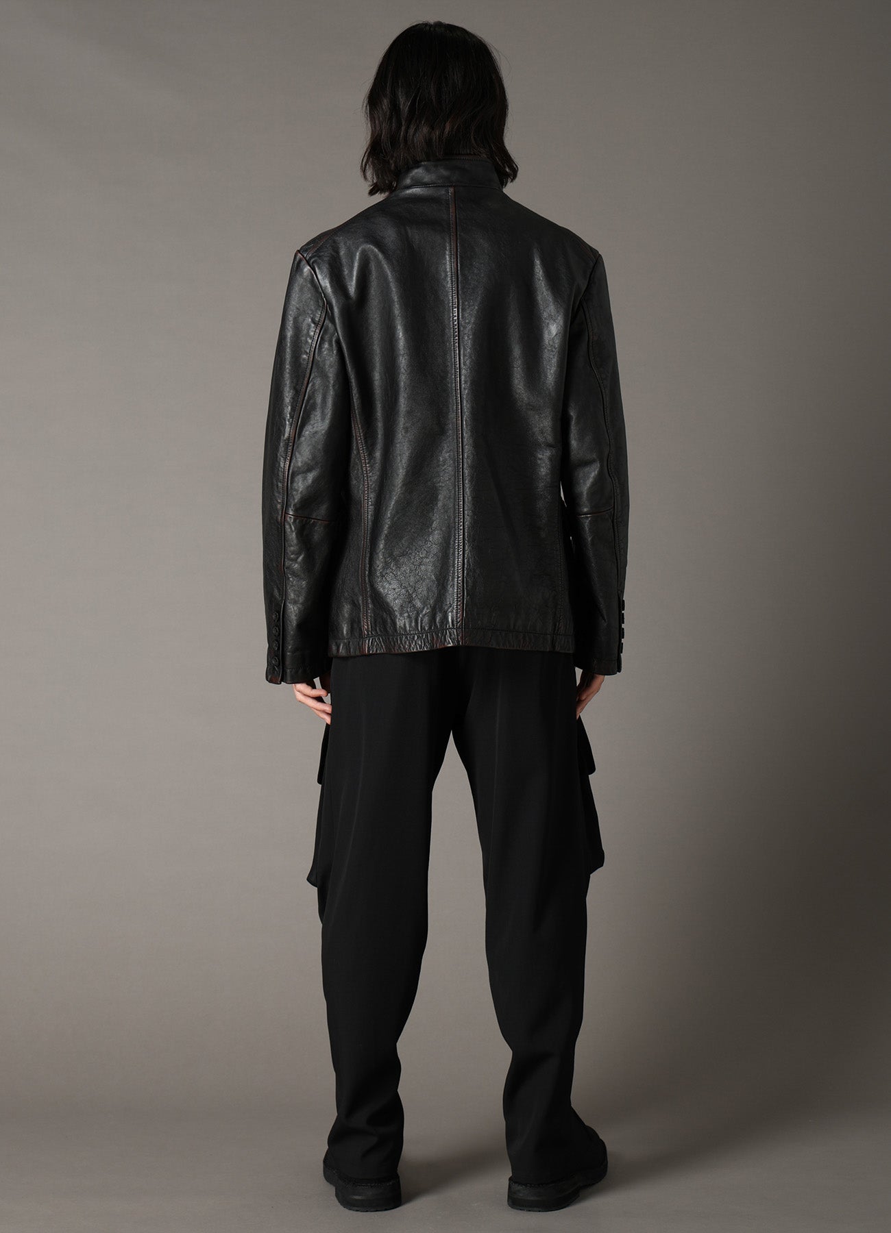 HORSE LEATHER STAND COLLAR JACKET