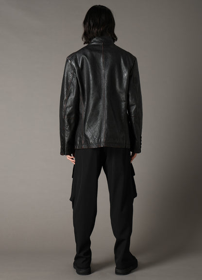 HORSE LEATHER STAND COLLAR JACKET