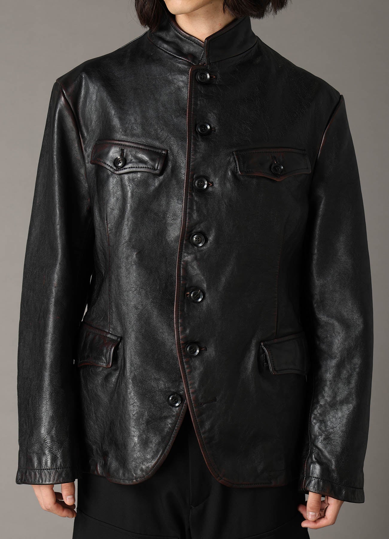 HORSE LEATHER STAND COLLAR JACKET – THE SHOP YOHJI YAMAMOTO