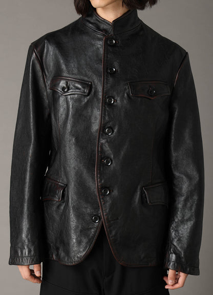 HORSE LEATHER STAND COLLAR JACKET