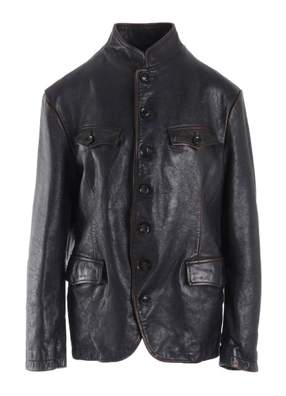 HORSE LEATHER STAND COLLAR JACKET