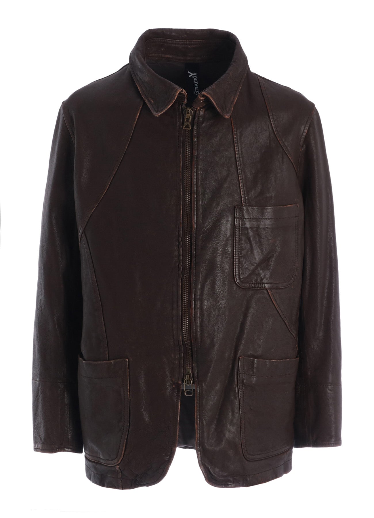 SHEEP LEATHER FRONT OPEN PANAL JACKET