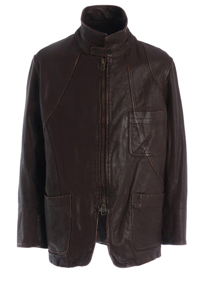 SHEEP LEATHER FRONT OPEN PANAL JACKET