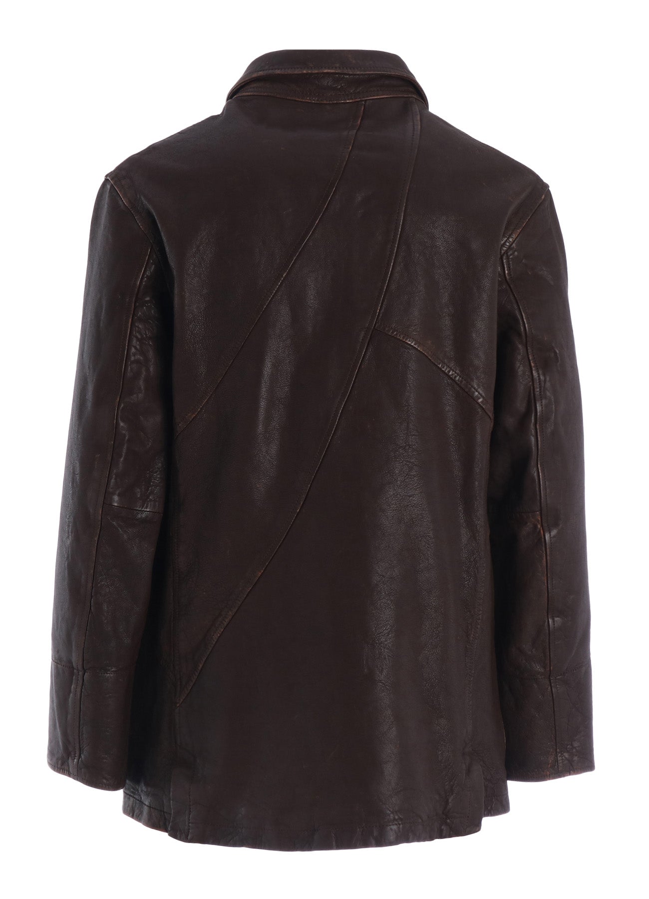 SHEEP LEATHER FRONT OPEN PANAL JACKET