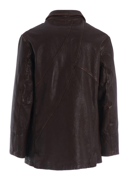 SHEEP LEATHER FRONT OPEN PANAL JACKET