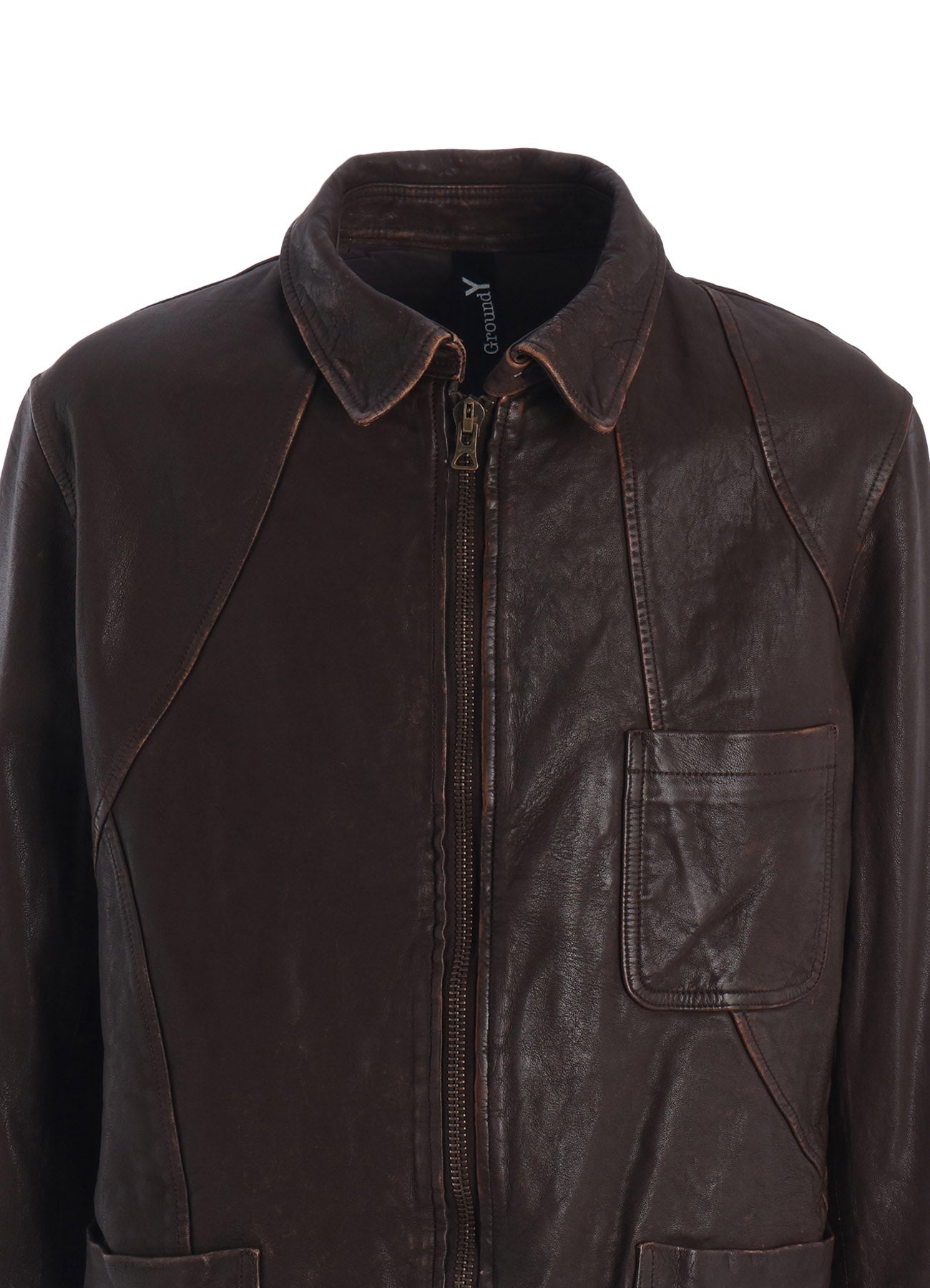 SHEEP LEATHER FRONT OPEN PANAL JACKET