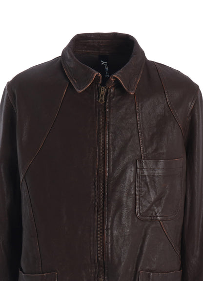SHEEP LEATHER FRONT OPEN PANAL JACKET