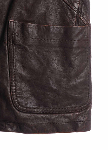 SHEEP LEATHER FRONT OPEN PANAL JACKET