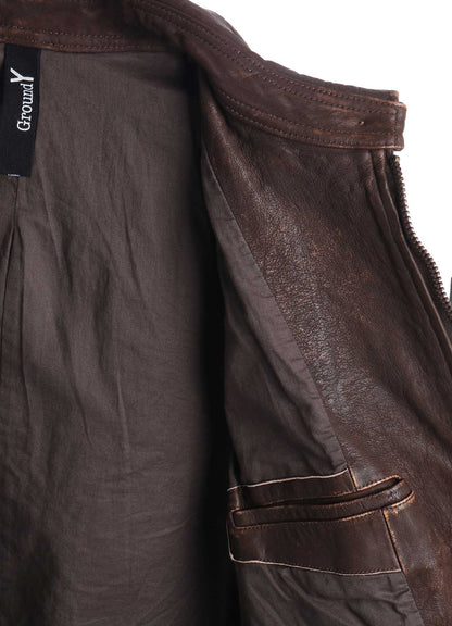 SHEEP LEATHER FRONT OPEN PANAL JACKET