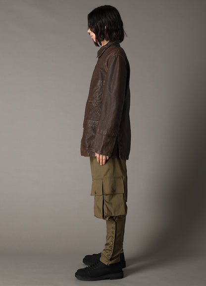 SHEEP LEATHER FRONT OPEN PANAL JACKET