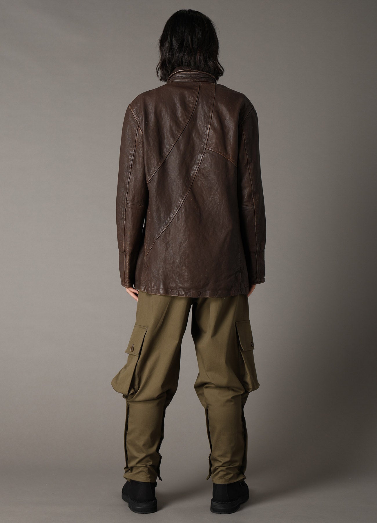 SHEEP LEATHER FRONT OPEN PANAL JACKET