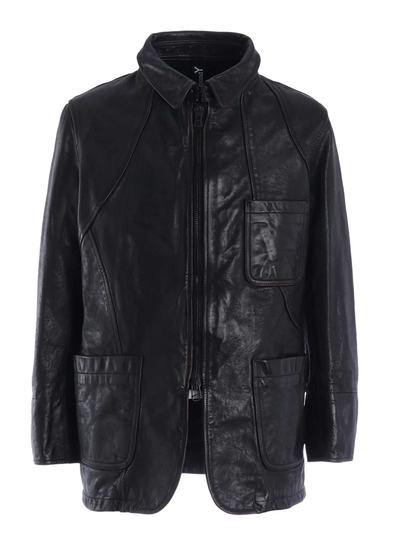 HORSE LEATHER FRONT OPEN PANAL JACKET