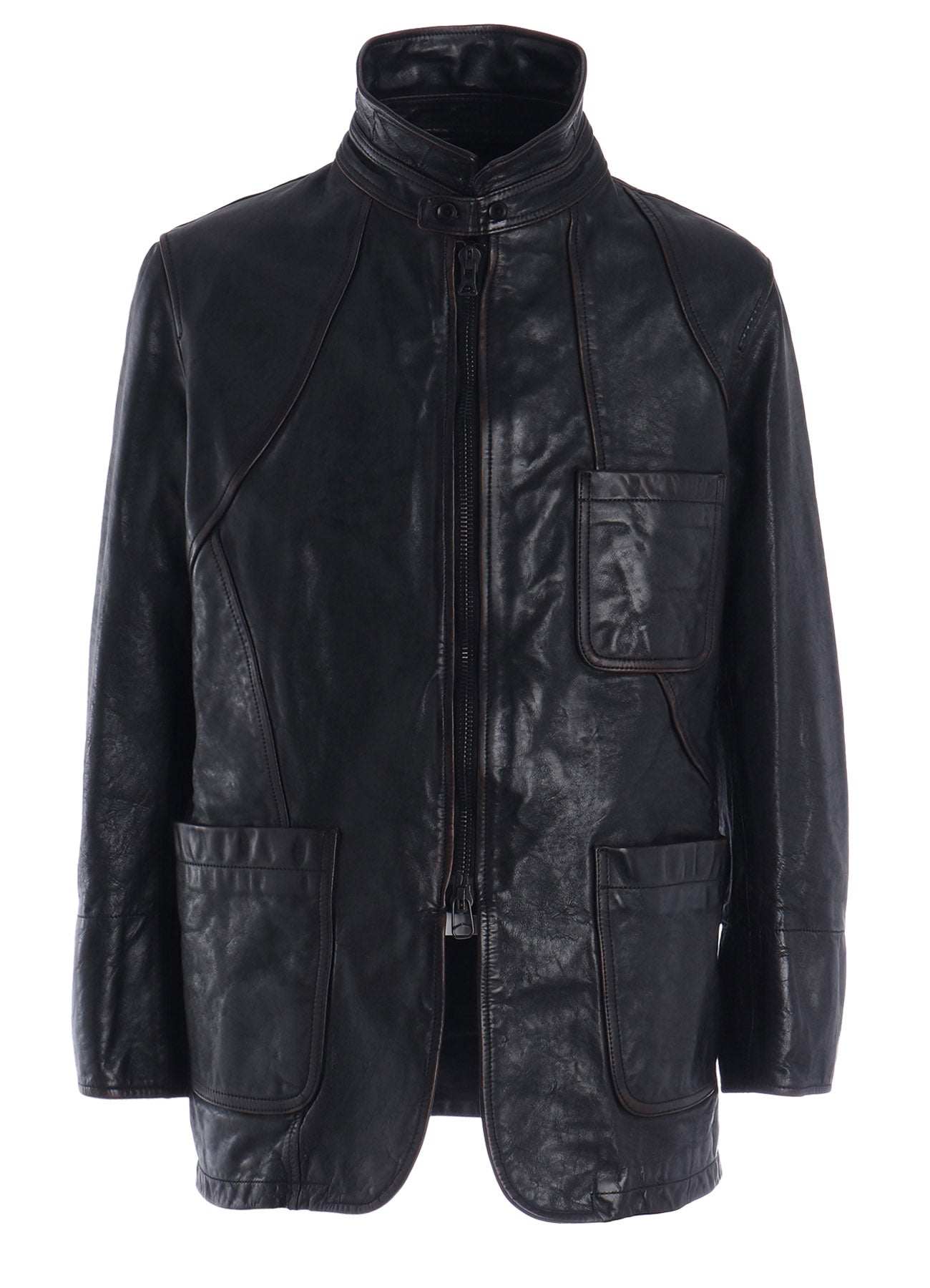 HORSE LEATHER FRONT OPEN PANAL JACKET – THE SHOP YOHJI YAMAMOTO