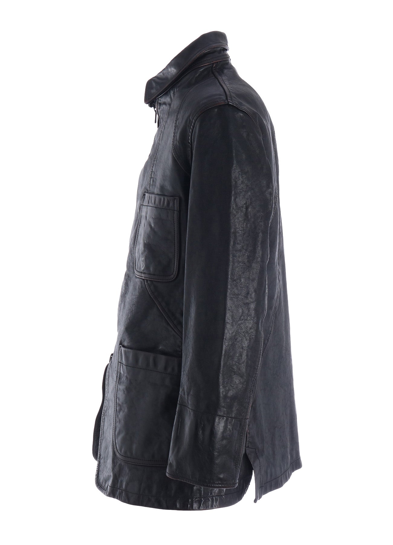 HORSE LEATHER FRONT OPEN PANAL JACKET