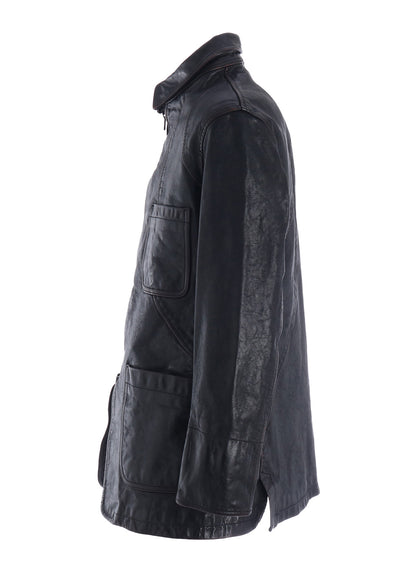 HORSE LEATHER FRONT OPEN PANAL JACKET