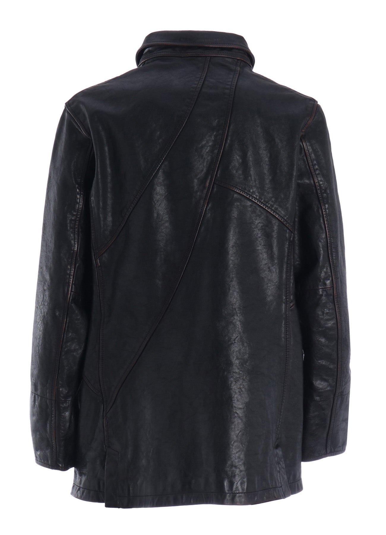 HORSE LEATHER FRONT OPEN PANAL JACKET