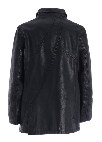 HORSE LEATHER FRONT OPEN PANAL JACKET