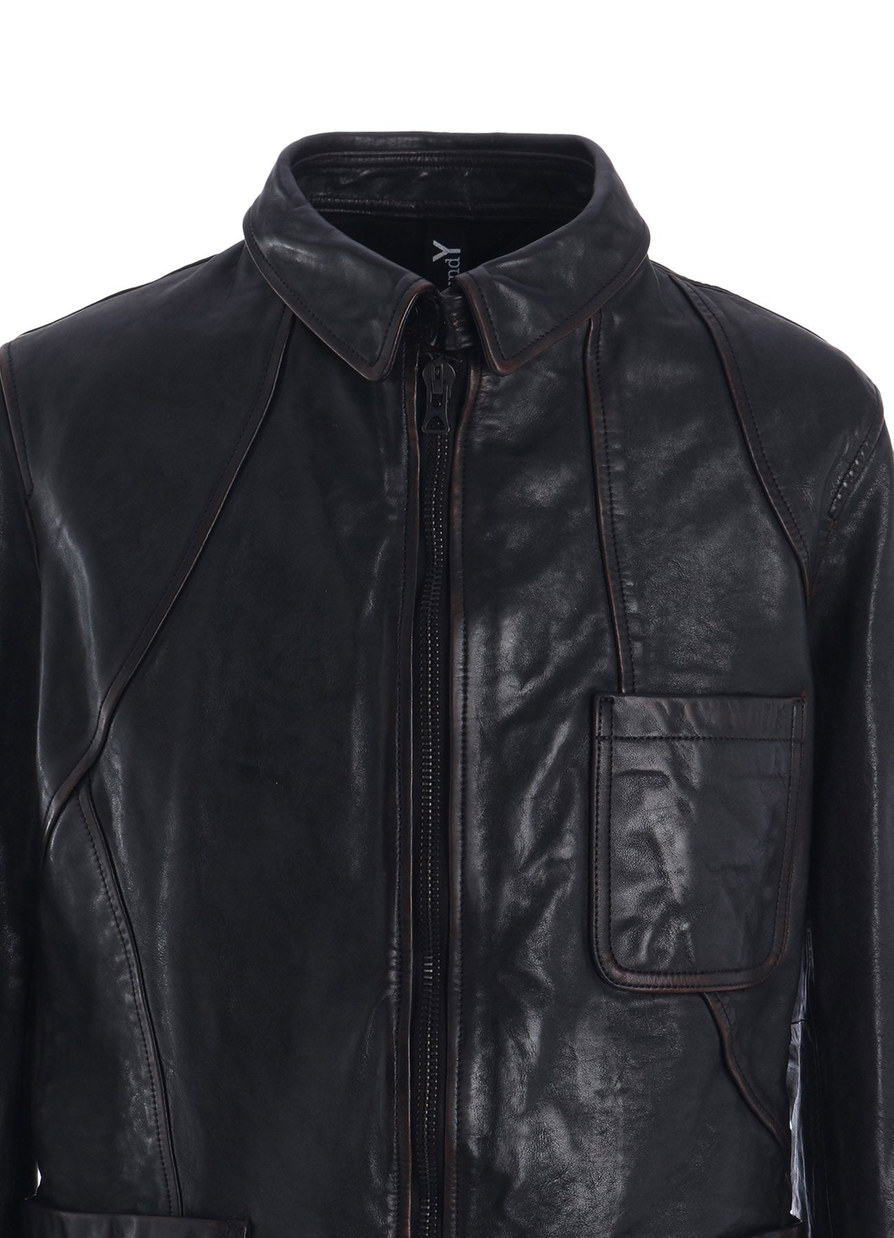 HORSE LEATHER FRONT OPEN PANAL JACKET