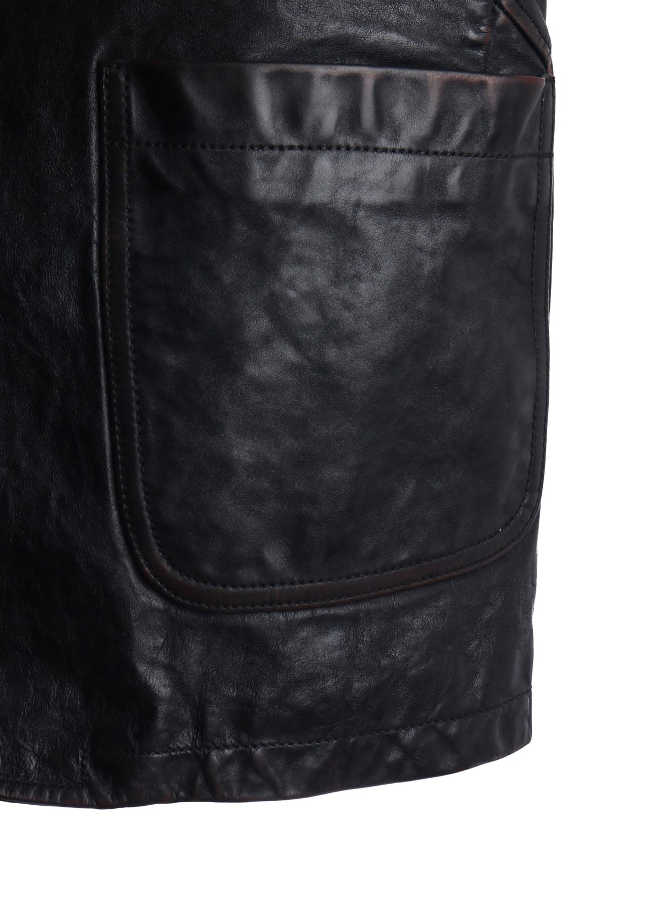 HORSE LEATHER FRONT OPEN PANAL JACKET