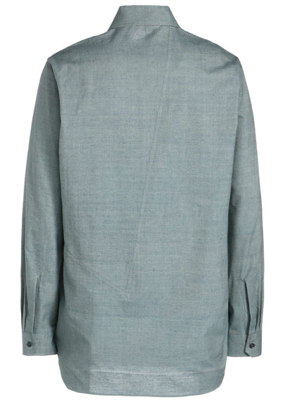 CHAMBRAY LAWN SLIM LONG PANEL SHIRT