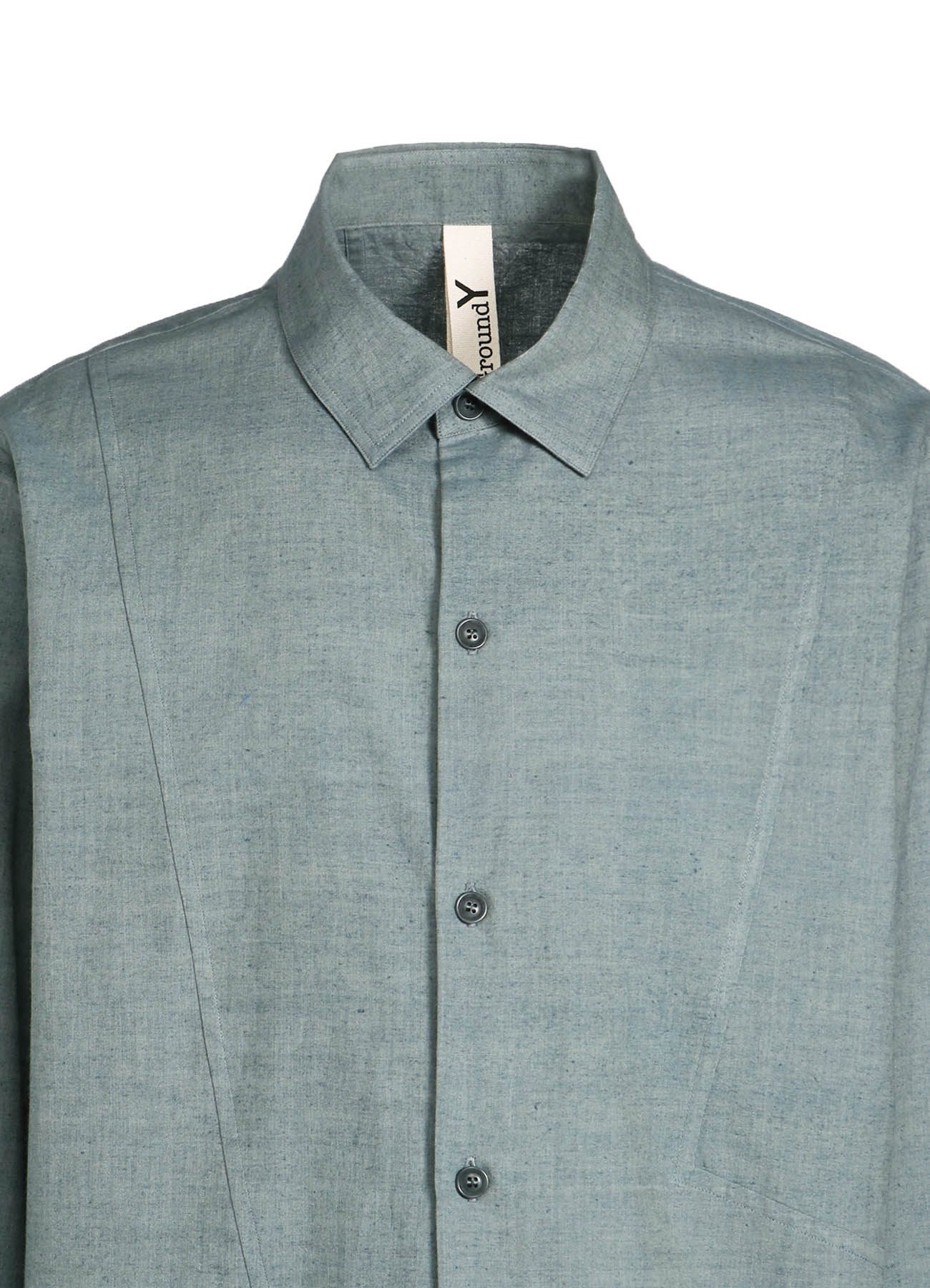 CHAMBRAY LAWN SLIM LONG PANEL SHIRT