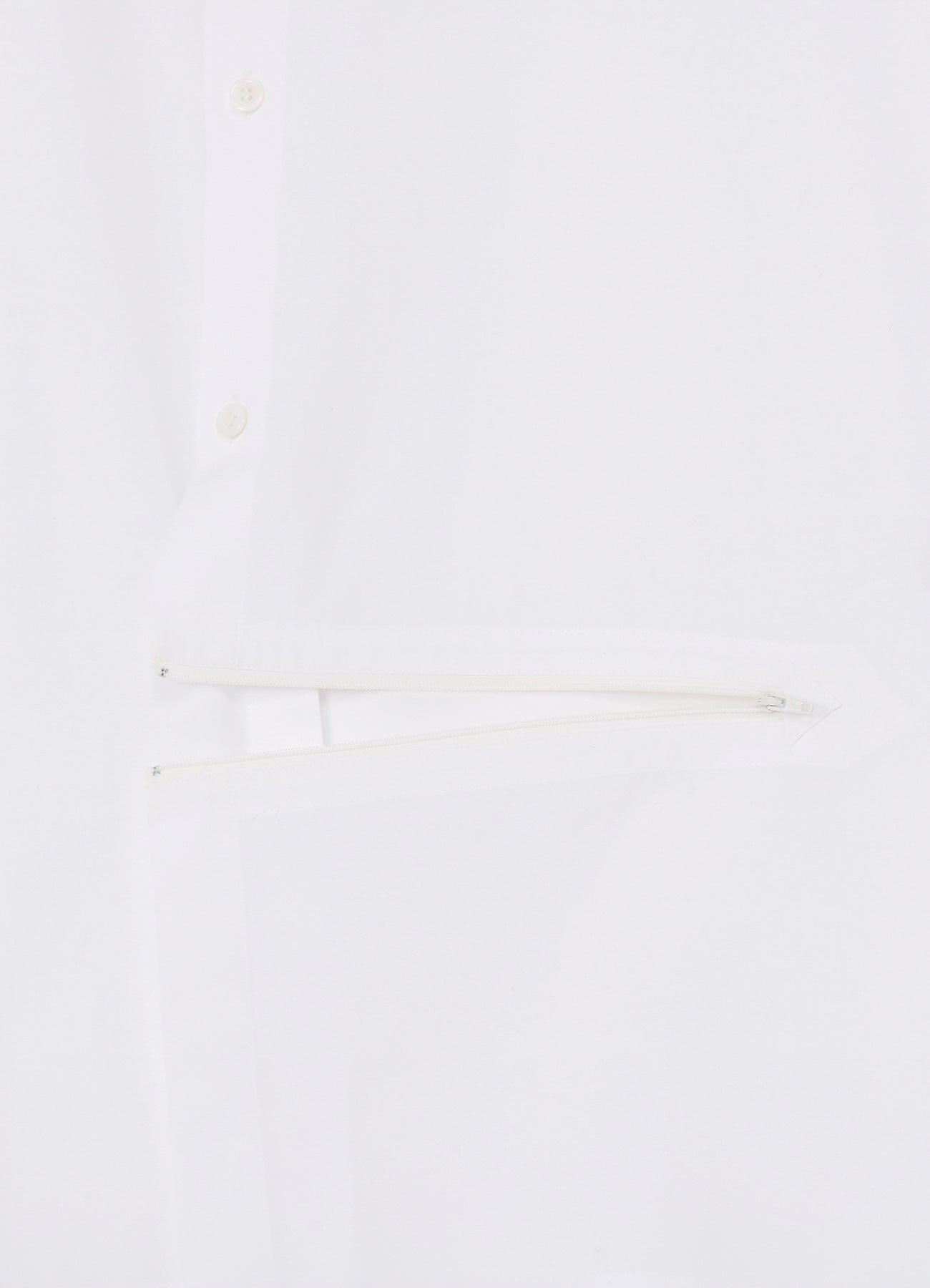 COTTON BROAD LEFT FRONT ZIPPER SLIT SHIRT