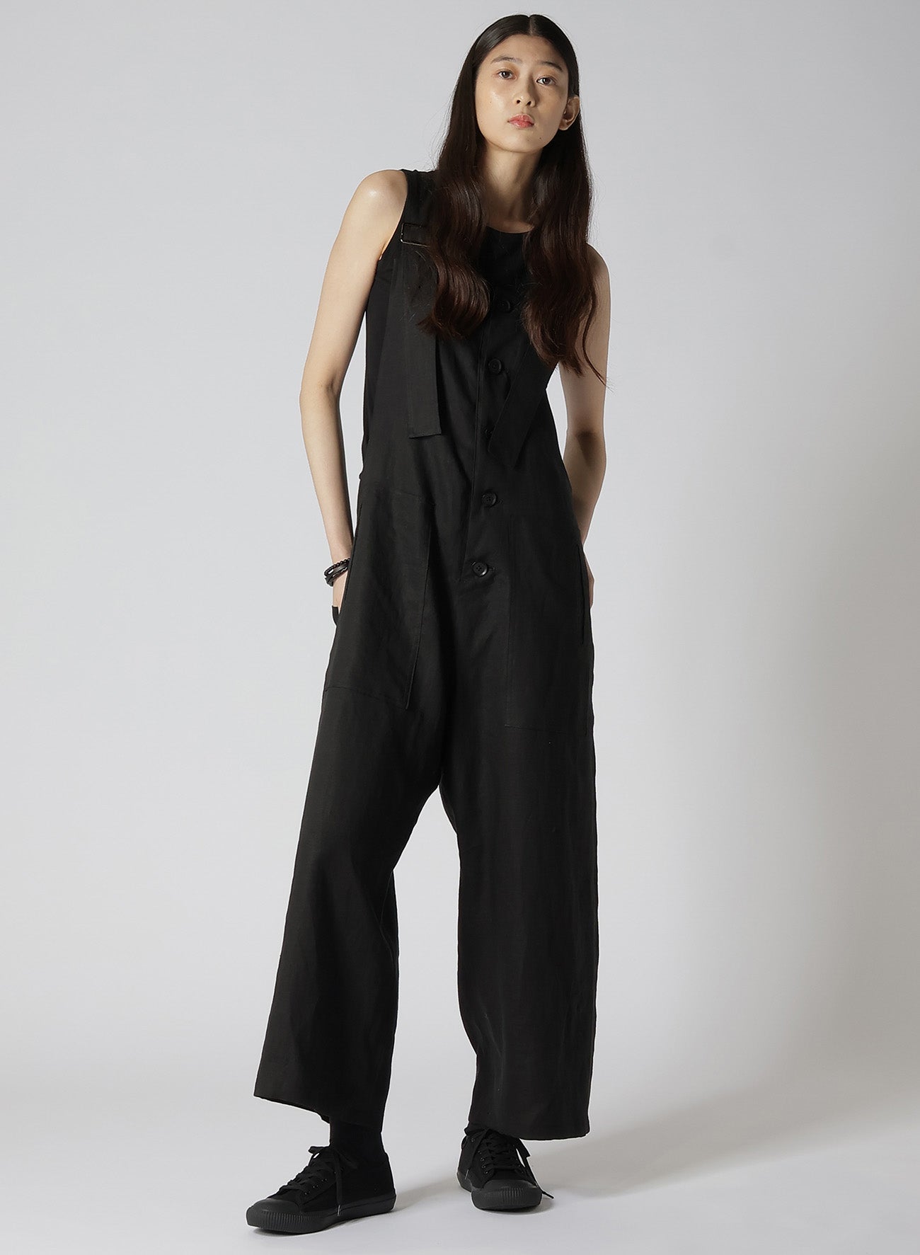 LINEN LAWN  FRONT BUTTON OVERALLS