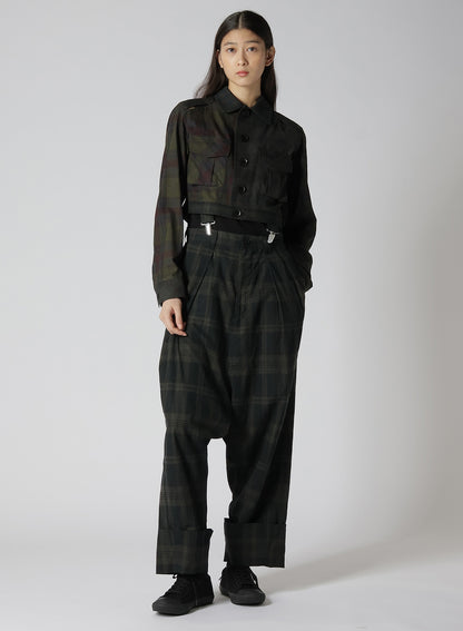 3-PATTERN SWITCHING SUMI INK-DYED MADRAS PLAID SLIT YOKE SHORT JACKET