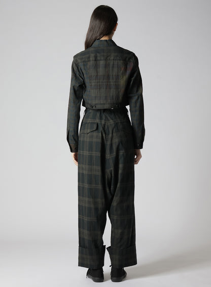 3-PATTERN SWITCHING SUMI INK-DYED MADRAS PLAID SLIT YOKE SHORT JACKET