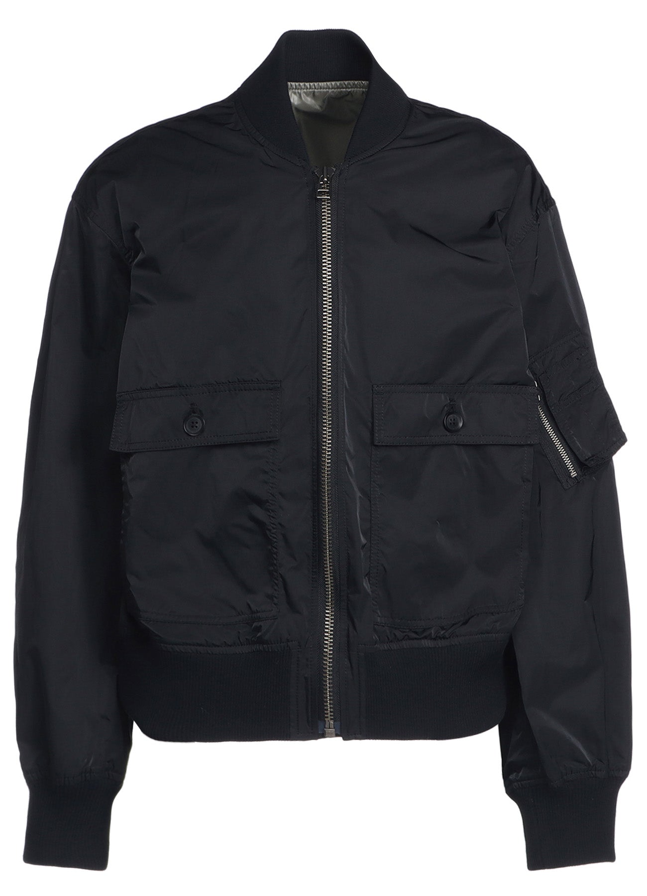 POLYESTER TWILL TYPEWRITER DOUBLE ZIPPER MA-1 JACKET