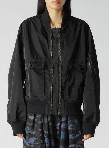 POLYESTER TWILL TYPEWRITER DOUBLE ZIPPER MA-1 JACKET