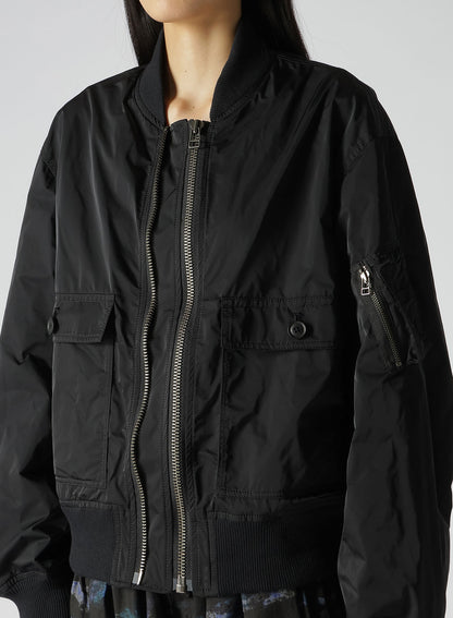 POLYESTER TWILL TYPEWRITER DOUBLE ZIPPER MA-1 JACKET