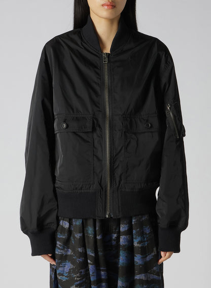 POLYESTER TWILL TYPEWRITER DOUBLE ZIPPER MA-1 JACKET